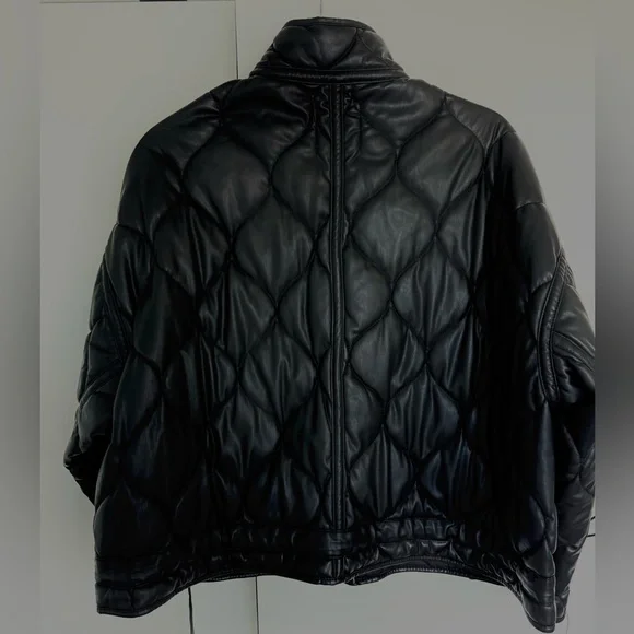 Zara black faux leather quilted jacket - Picture 2 of 4
